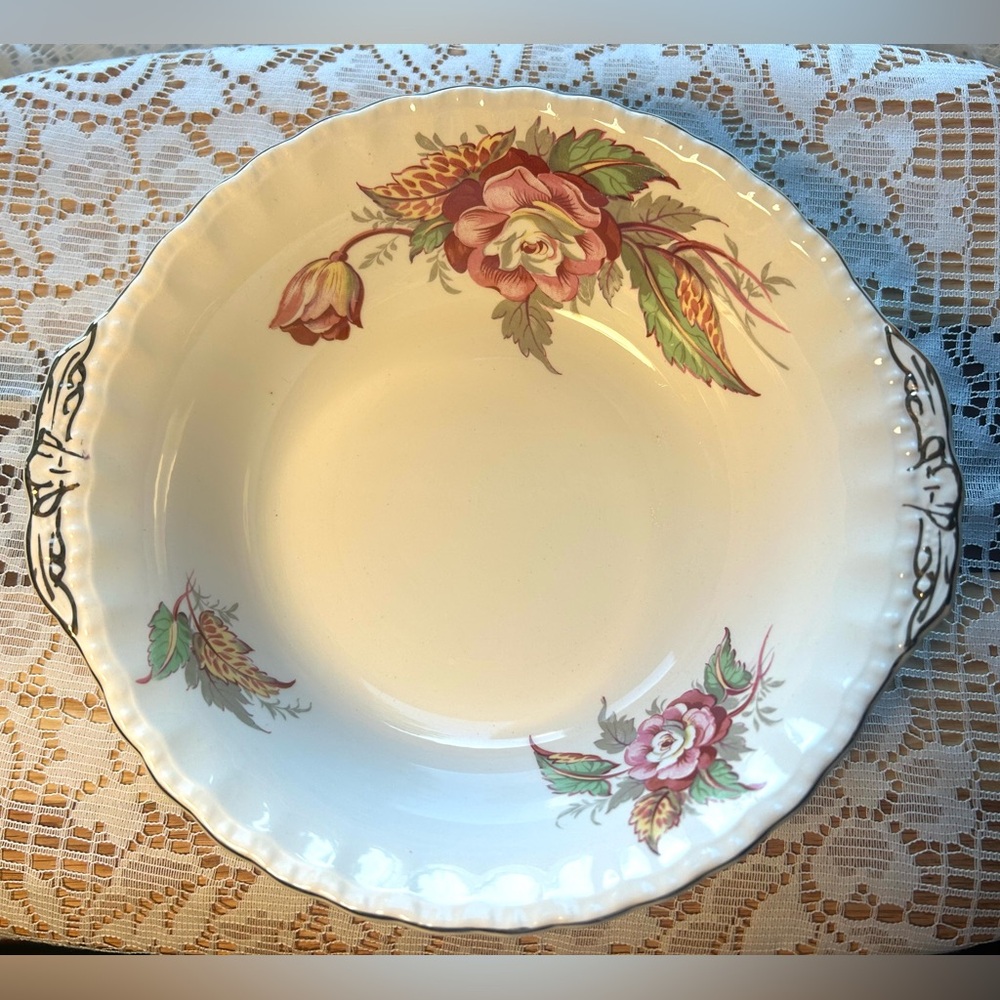 🌹W.H. Grindley "Rosedene" Ironstone Vegetable Serving Bowl 🌹 England 1930s-50s